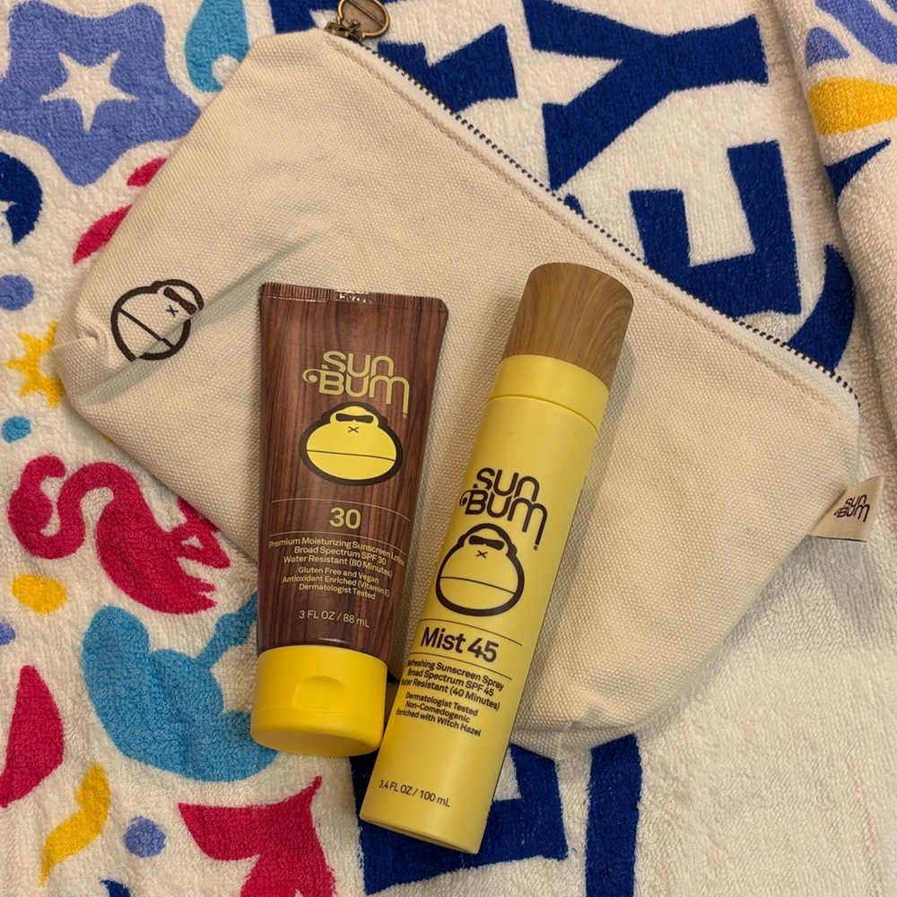 Sun Bum Sunscreen Lotion and Sunscreen Mist Spray Set with Travel Pouch